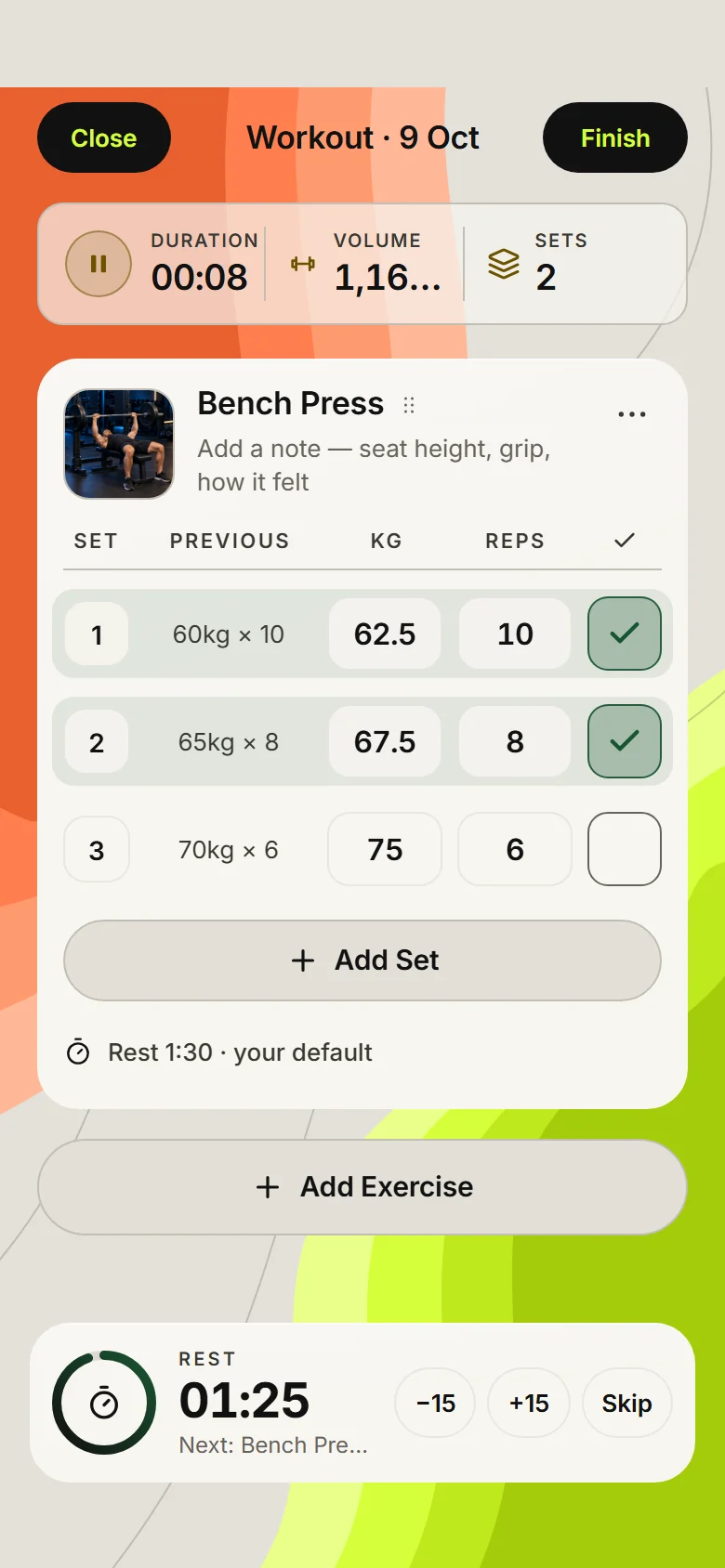 A workout in progress